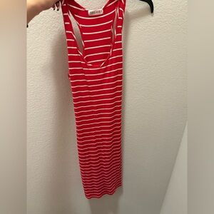 Midi Red and White Striped Tank Dress